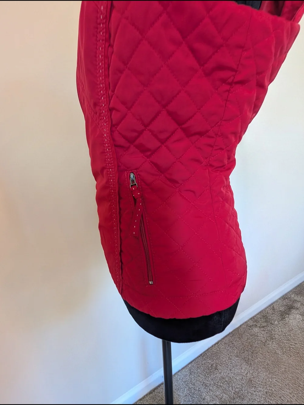 Coldwater Creek Red Quilted Zip Vest